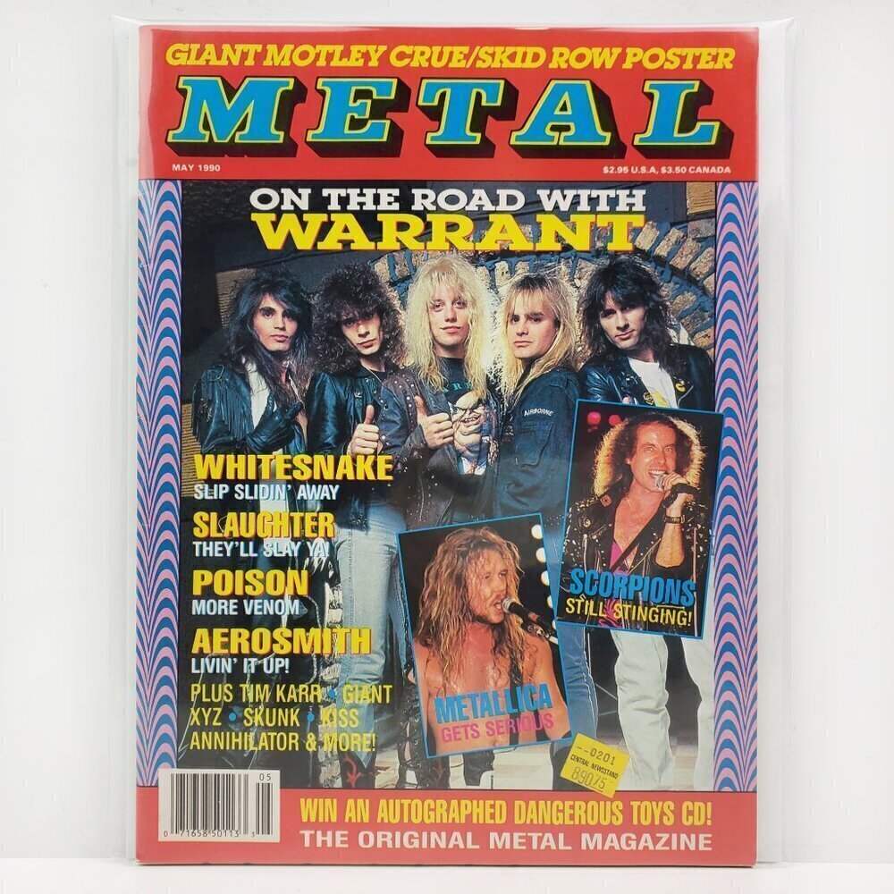 Metal Magazine Metallica Motley Crue KISS Skid Row Poster May 1990 Unread Stock